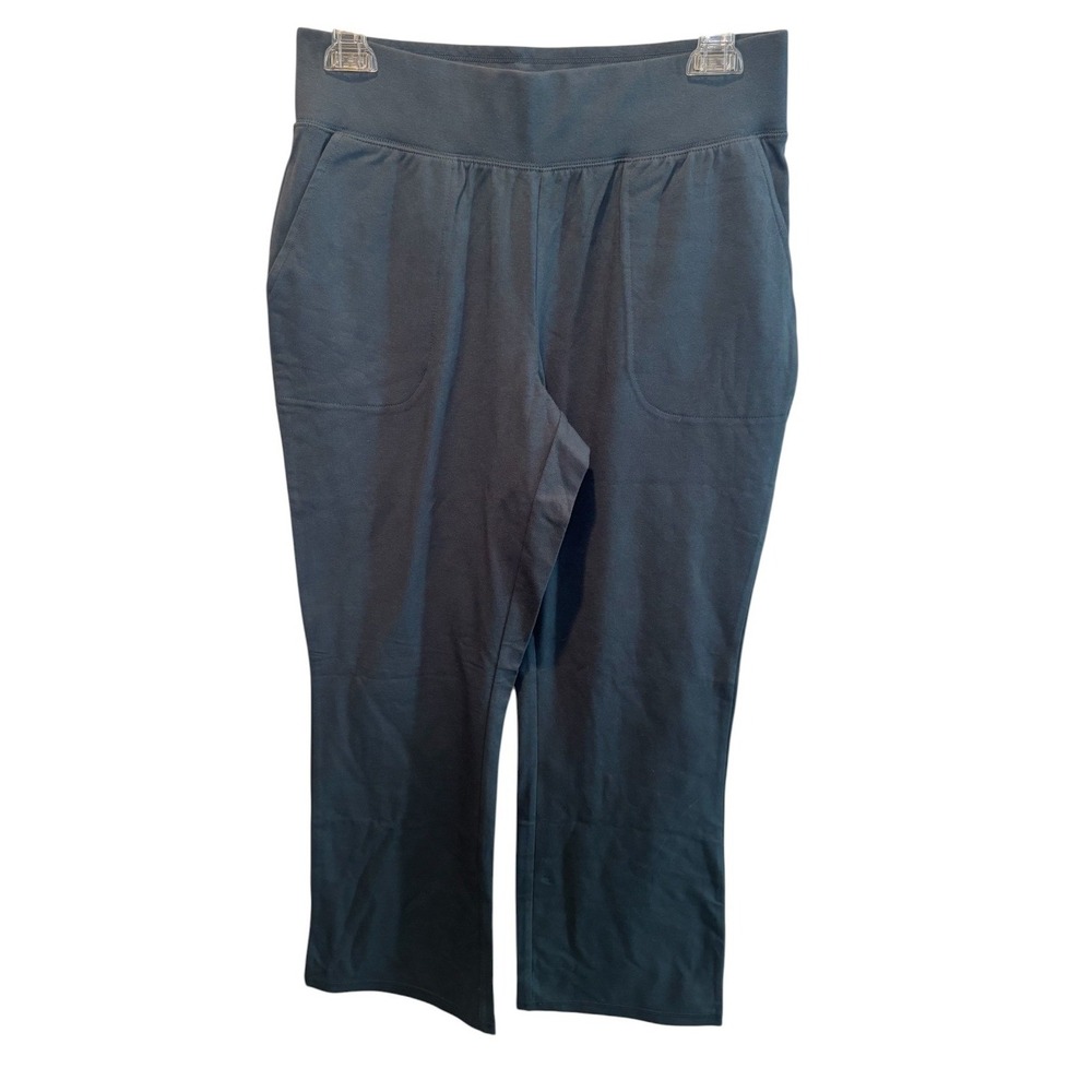 Denim & Co. Womens Green Active Knit Pull On Patch Pocket Pants Small Petite